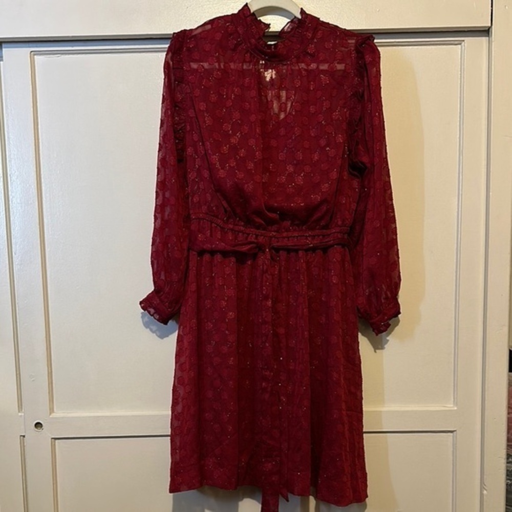 Calvin Klein Deep Red Long Sleeve Dress